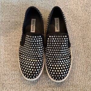 Steve Madden Black Slip-Ons with Silver Accents